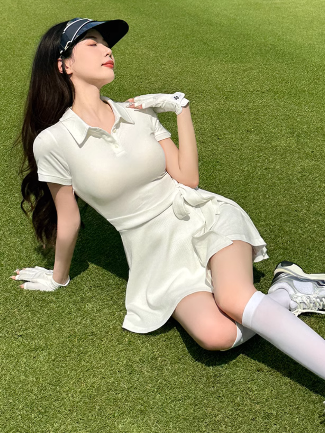 高尔夫女式马球领百褶连衣裙套装 CH440