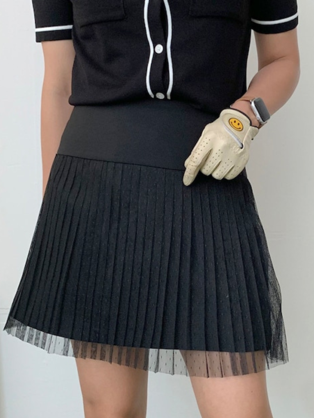See-through pleated skirt CH318