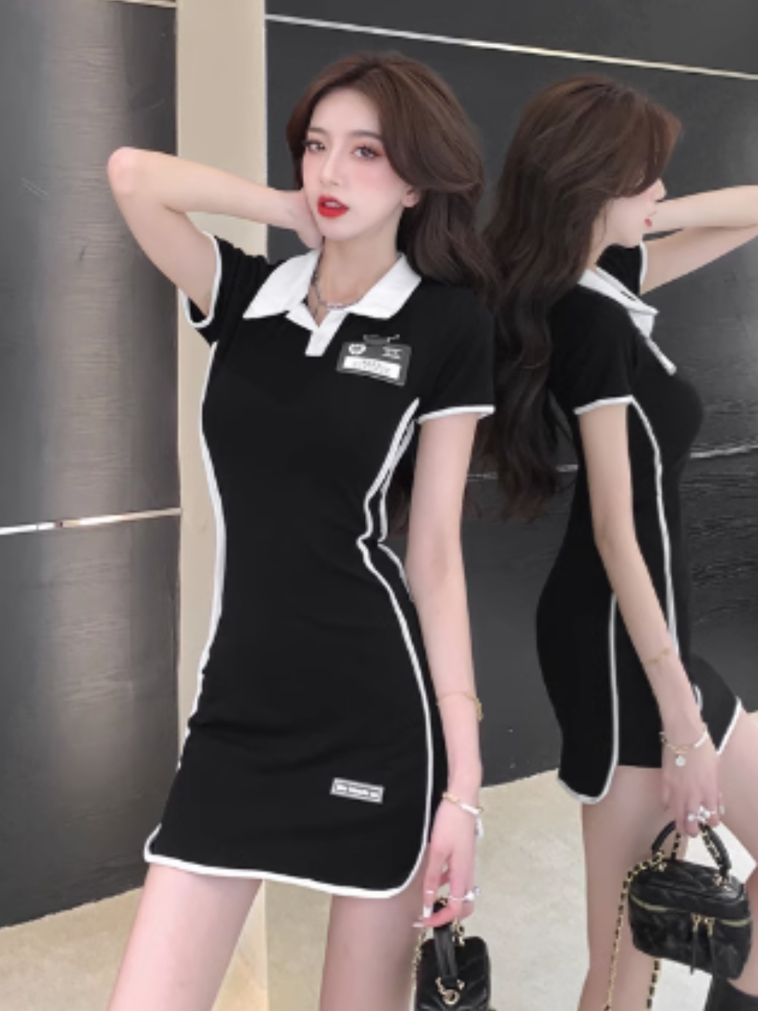Baju golf berwarna hitam CH367