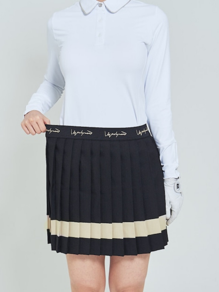 Falda en línea plisada con letras en la cintura CH356