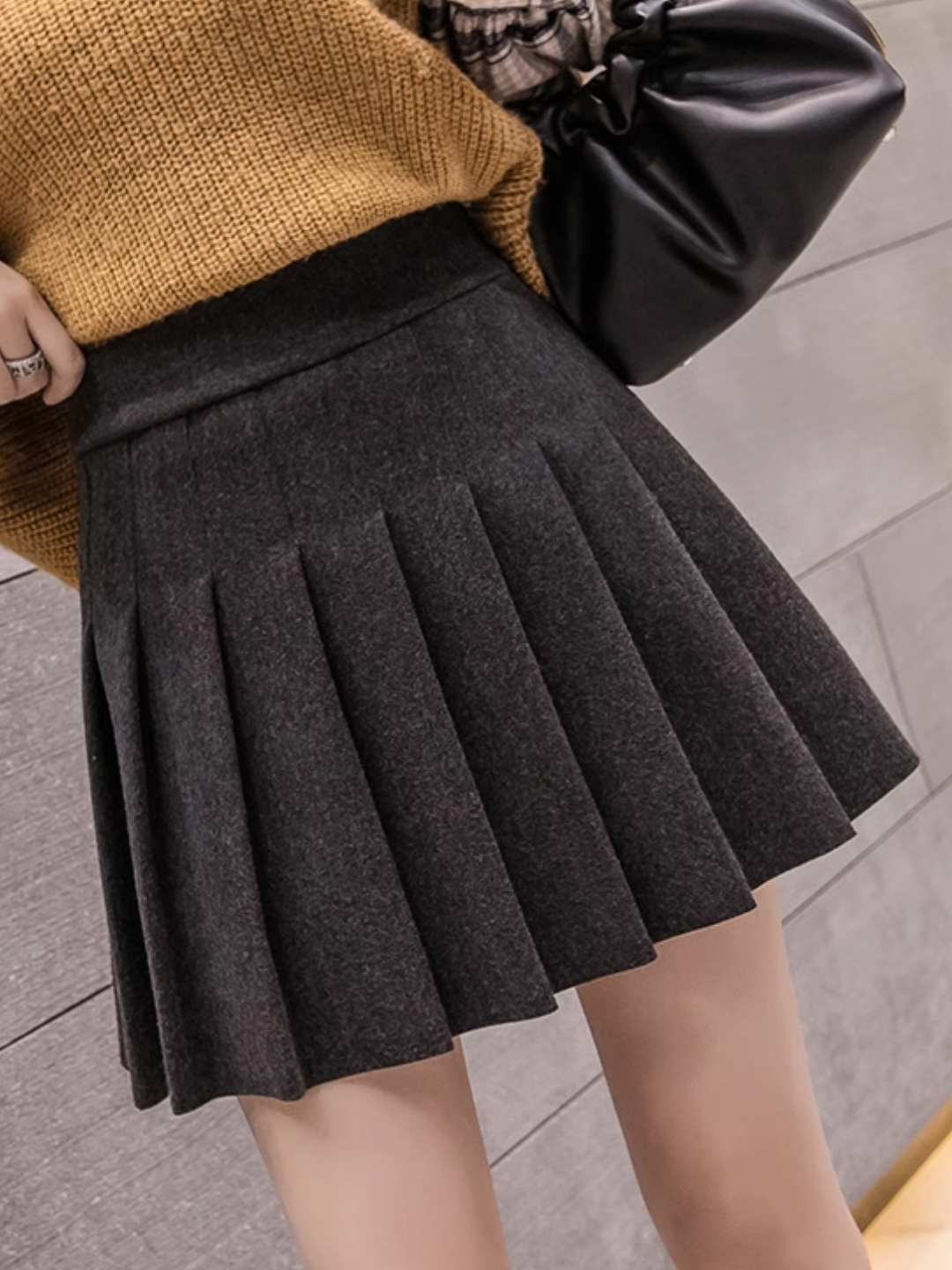 Falda de cintura alta de lana CH494