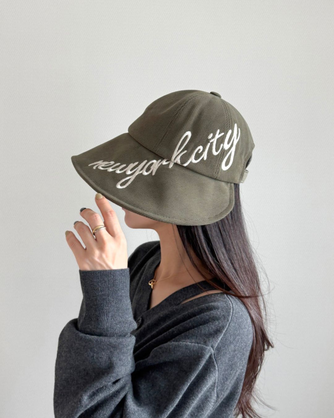 ロゴ刺繍ワイドブリムハット　CH1252