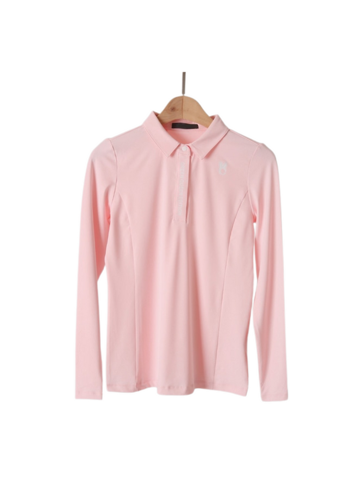 Front lettering long sleeve polo shirt CH311