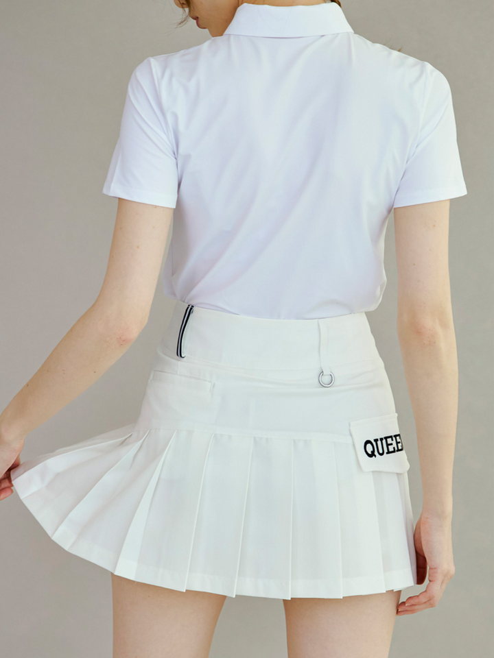 Mini jupe plissée à poches avec logo et pantalon intérieur CH290