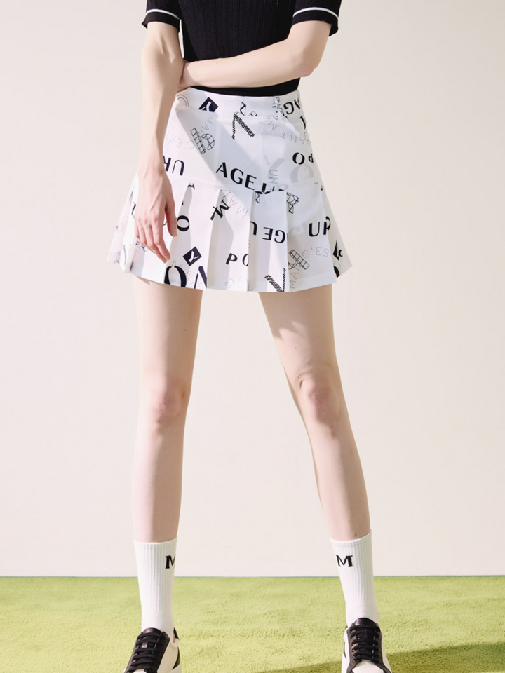 Minifalda plisada con estampado de letras CH289