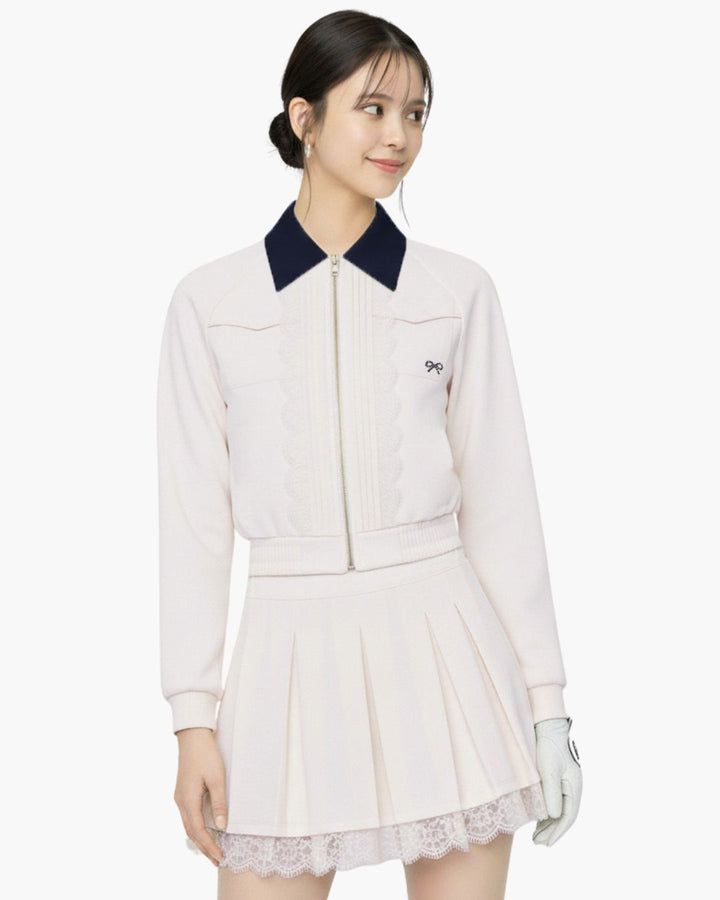 Jaket Ritsleting Panel Renda Baru Musim Panas HEIDD French SP2025 + Rok Renda Lipit [1]