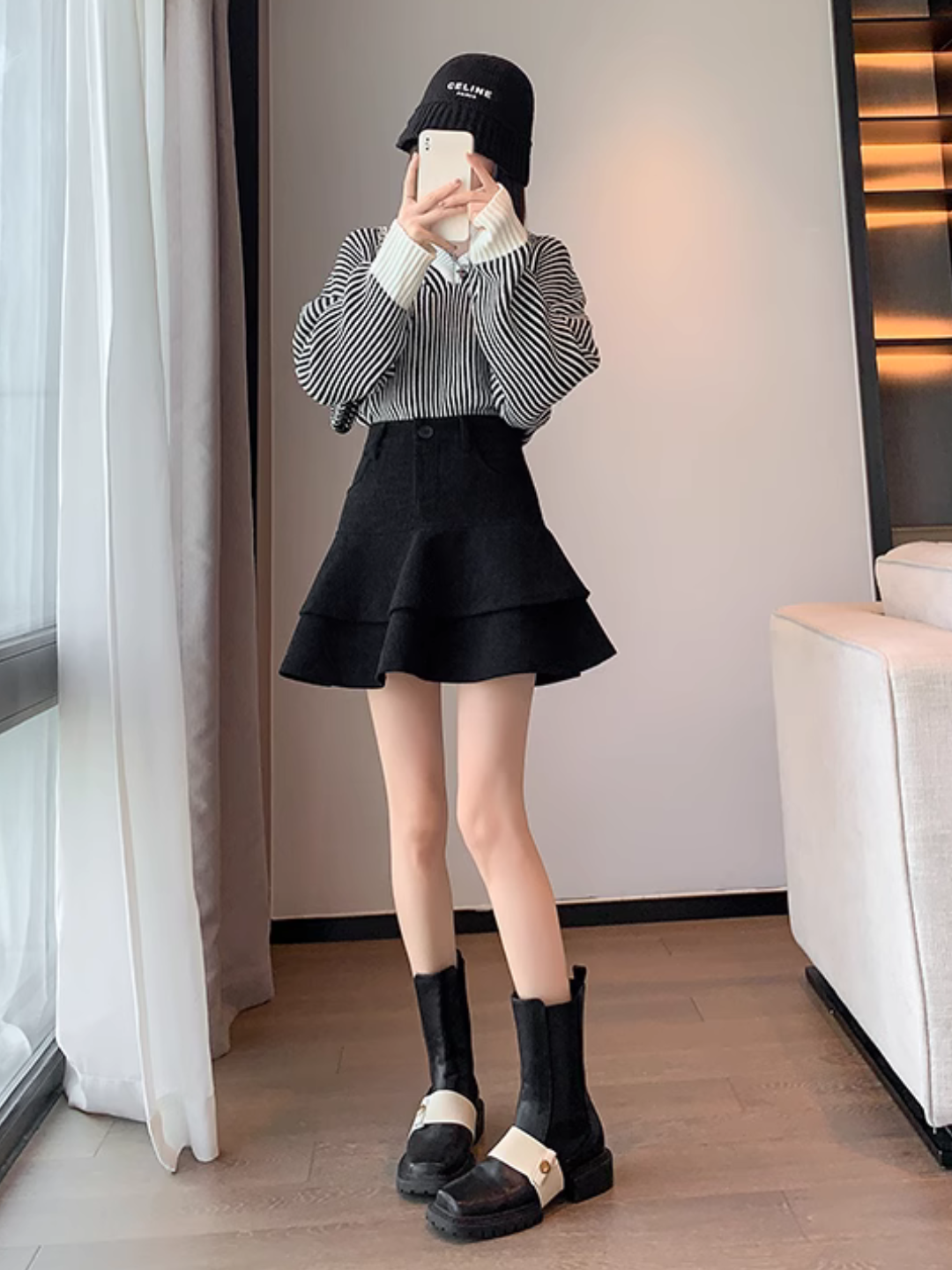 2-tiered ruffle high-waist skirt CH476