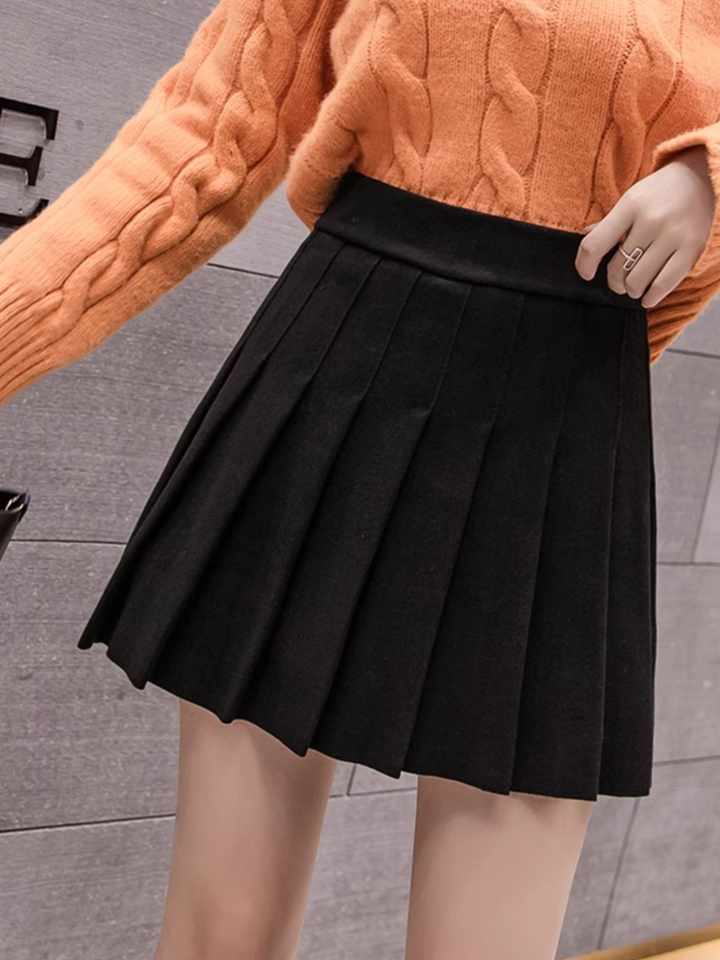 Falda de cintura alta de lana CH494