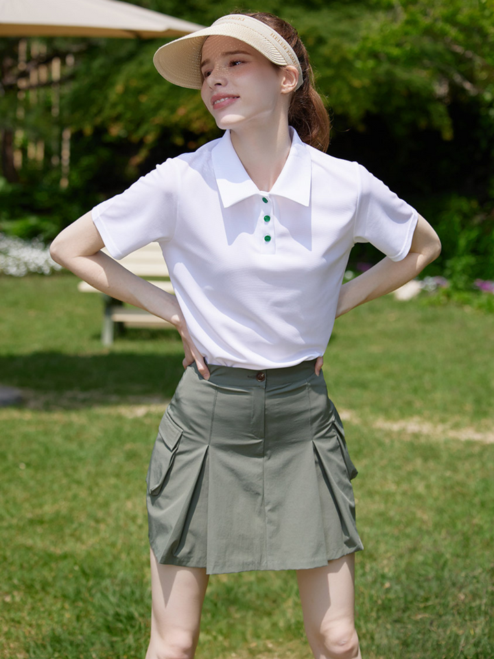 Rok mini nilon spandeks gaya kargo dengan celana dalam CH319