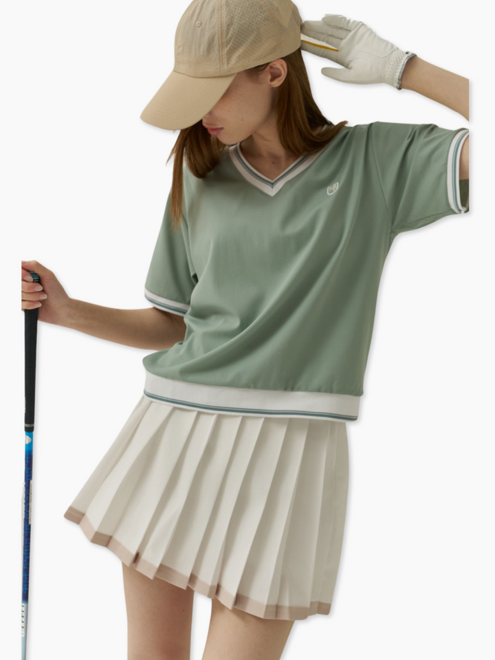 T-shirt de golf à manches courtes et col en V CH659