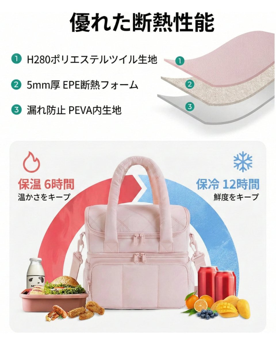 2層式 保冷・保温ランチバッグ（大容量11.8L）　CH992 - Chamule