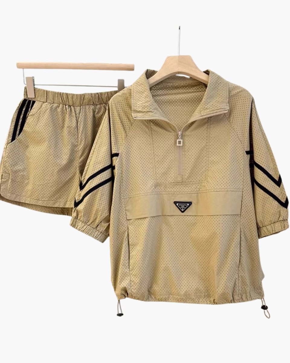 ハーフジップアウター ショーパン セットアップ 【上下2点セット】　CH795 - Chamule