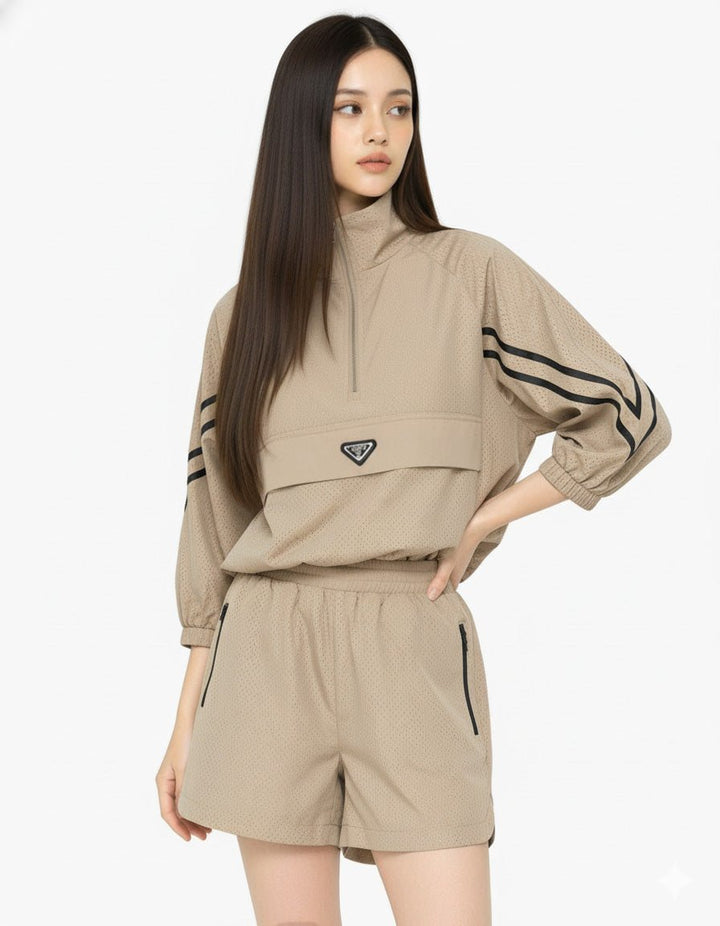 ハーフジップアウター ショーパン セットアップ 【上下2点セット】　CH795 - Chamule