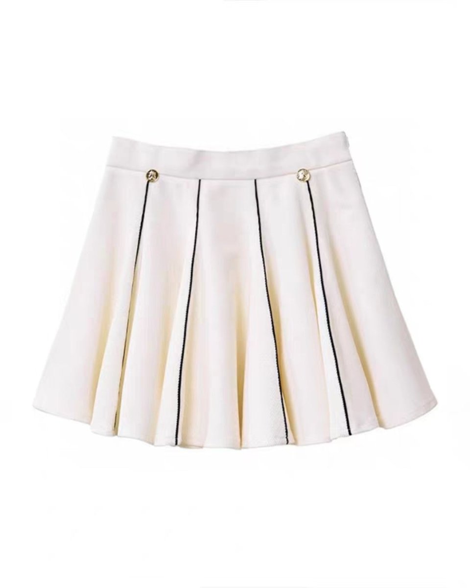 レディース ゴルフウェア トップス／スカート｜配色ライン　ゴールドボタン セットアップ可 2色展開　CH819 - Chamule