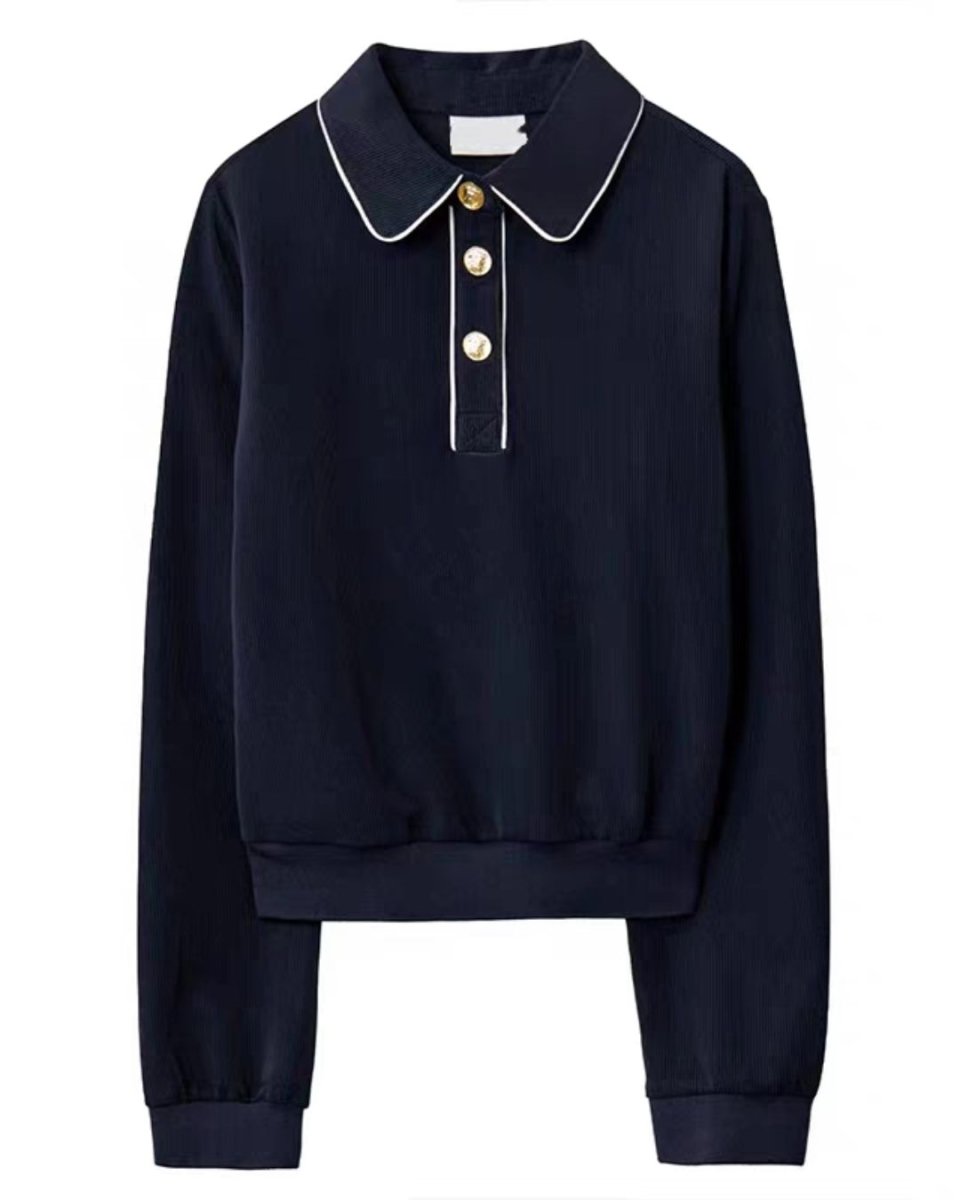 レディース ゴルフウェア トップス／スカート｜配色ライン　ゴールドボタン セットアップ可 2色展開　CH819 - Chamule