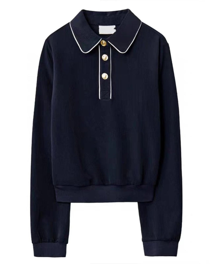 レディース ゴルフウェア トップス／スカート｜配色ライン　ゴールドボタン セットアップ可 2色展開　CH819 - Chamule