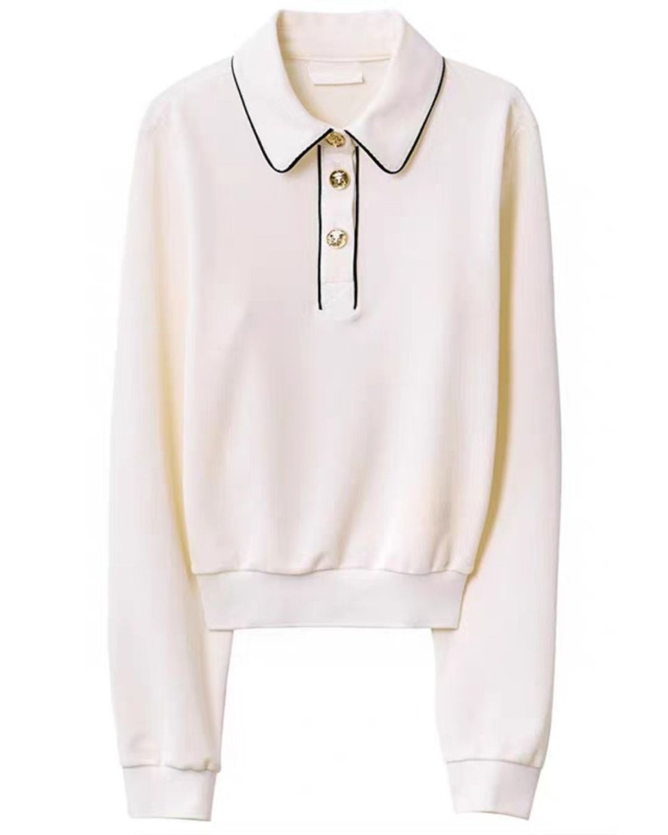 レディース ゴルフウェア トップス／スカート｜配色ライン　ゴールドボタン セットアップ可 2色展開　CH819 - Chamule