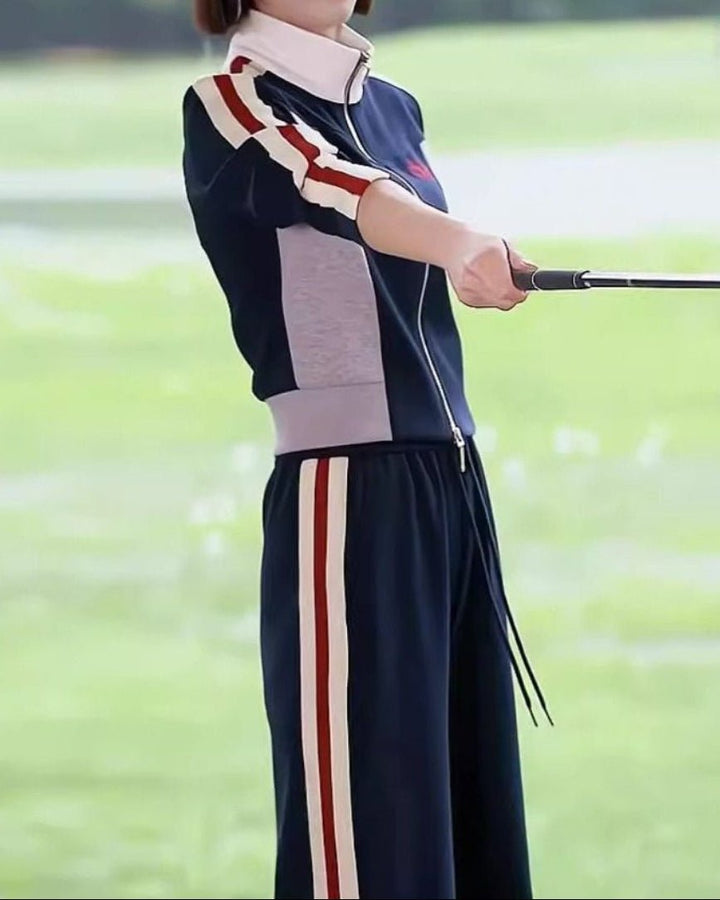 裏起毛ラインデザイン ゴルフウェア上下2点セット　CH950 - Chamule