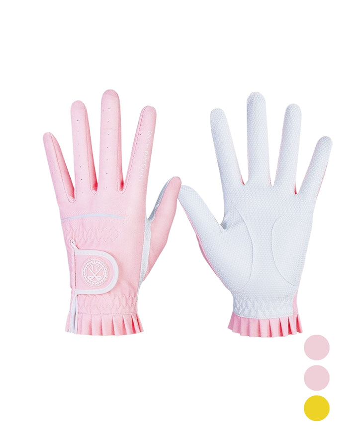 Sarung Tangan Golf Wanita, PU Anti Selip, Modis, Tahan Abrasi, Bernapas, Hitam, Tahan Abrasi, Tahan Noda, 1 Pasang (Kiri dan Kanan)