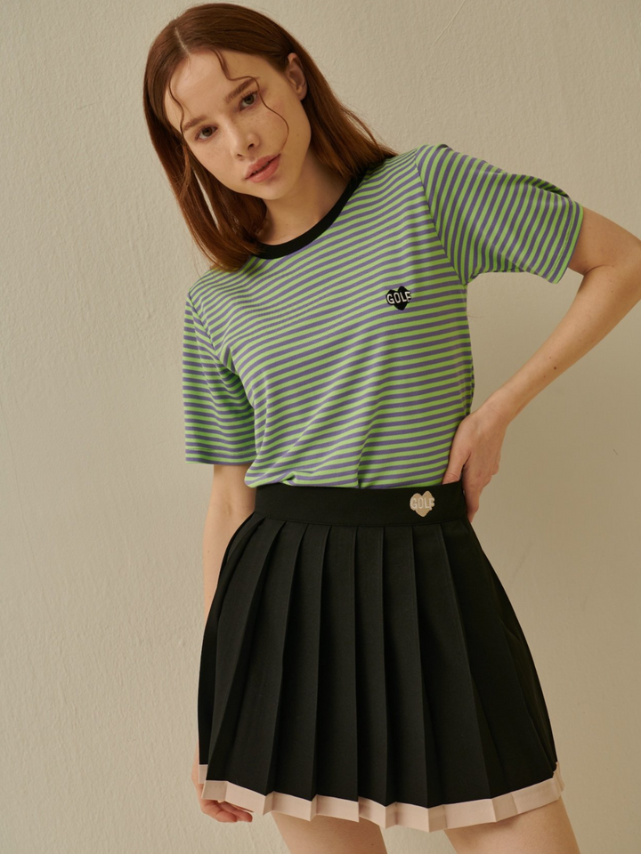 Color scheme hem heart logo pleated skirt pants CH334