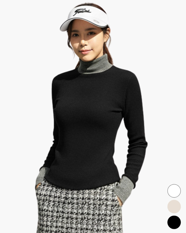 裏起毛 バイカラータートルネック　CH858