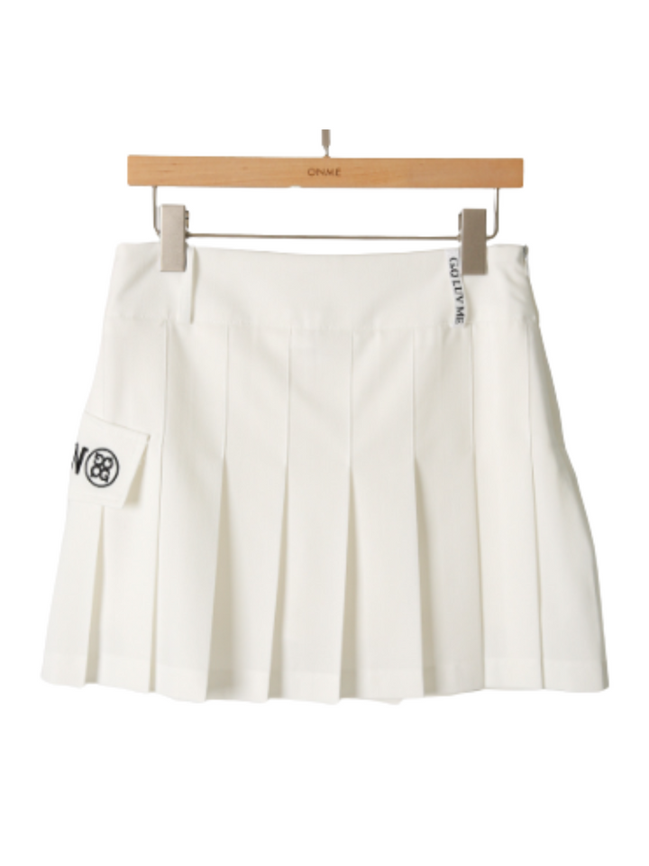 Minigonna plissettata con tasche logate e pantaloni interni CH290
