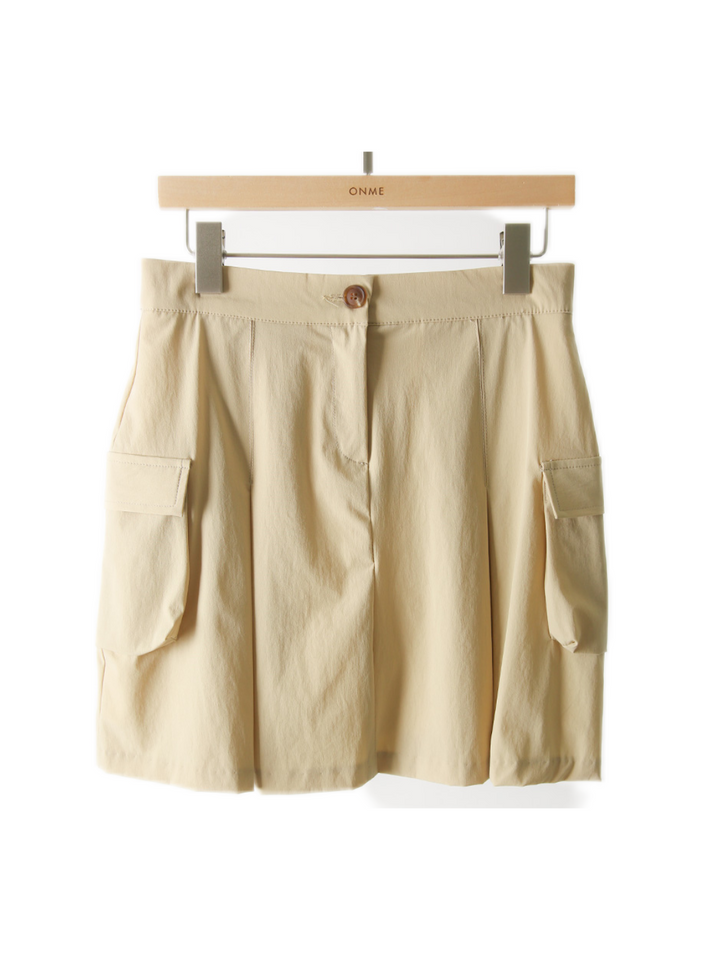 Minigonna stile cargo in nylon spandex con pantaloni interni CH319