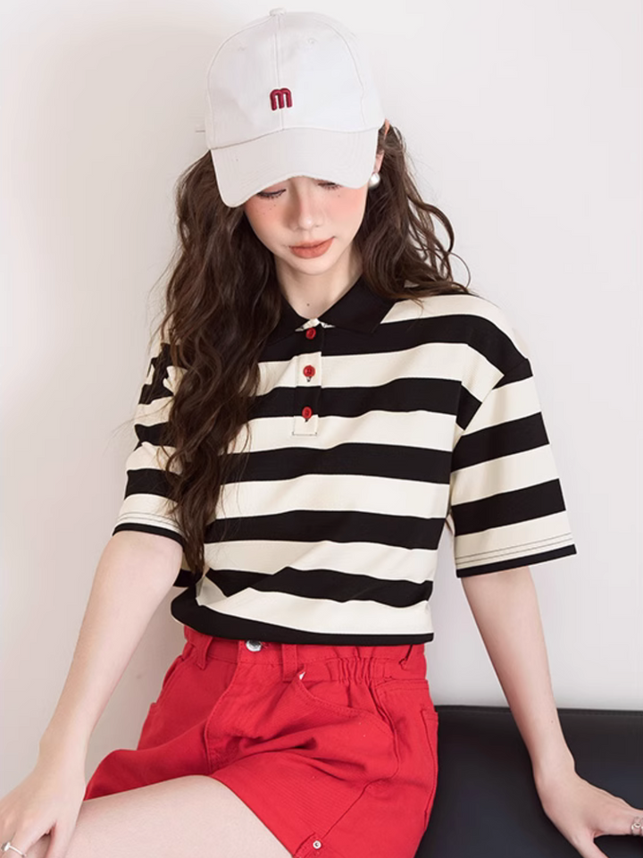 Striped short-sleeved polo shirt CH718
