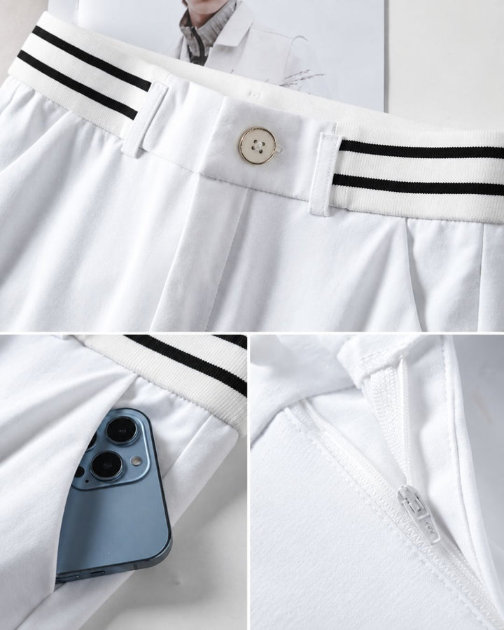 Celana Golf Putih Wanitas Celana Bootcut Pinggang Tinggi Baru Musim Gugur Celana Flare Drape Ramping Elastis Ukuran Besar