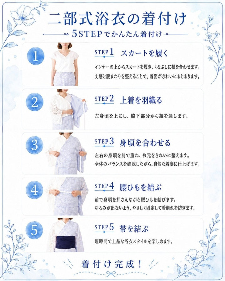 2Wayレース二部式浴衣　3点セット - Chamule