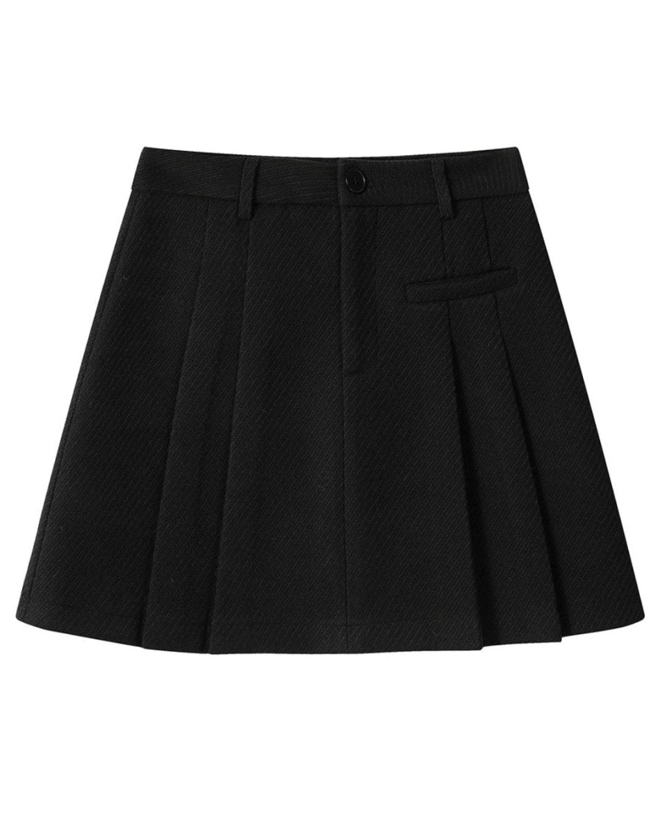 ウール調 プリーツスカート レディース｜秋冬 フレアミニスカート 上品シルエット 3色展開 ゴルフ・通勤・デイリーにおすすめ CH827 - Chamule