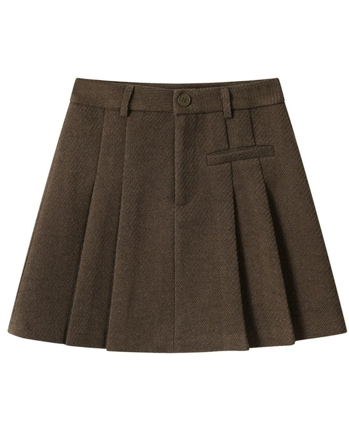 ウール調 プリーツスカート レディース｜秋冬 フレアミニスカート 上品シルエット 3色展開 ゴルフ・通勤・デイリーにおすすめ CH827 - Chamule