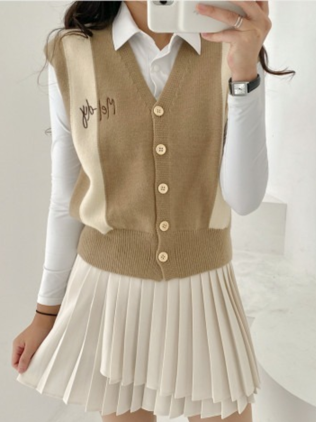 Two-line knit vest CH483