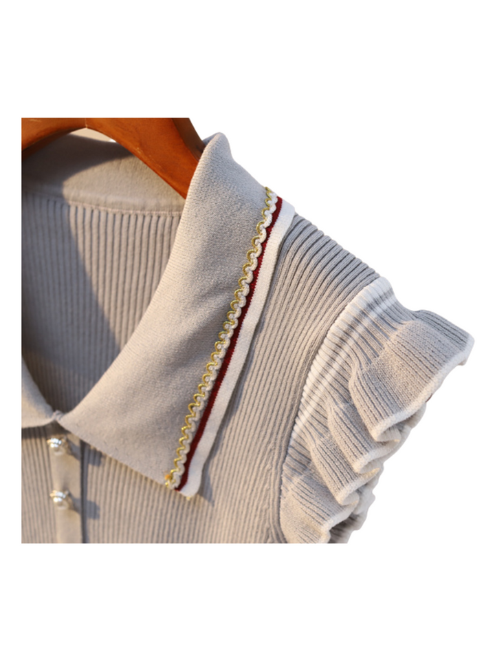 Camicia in maglia a coste con perle CH261
