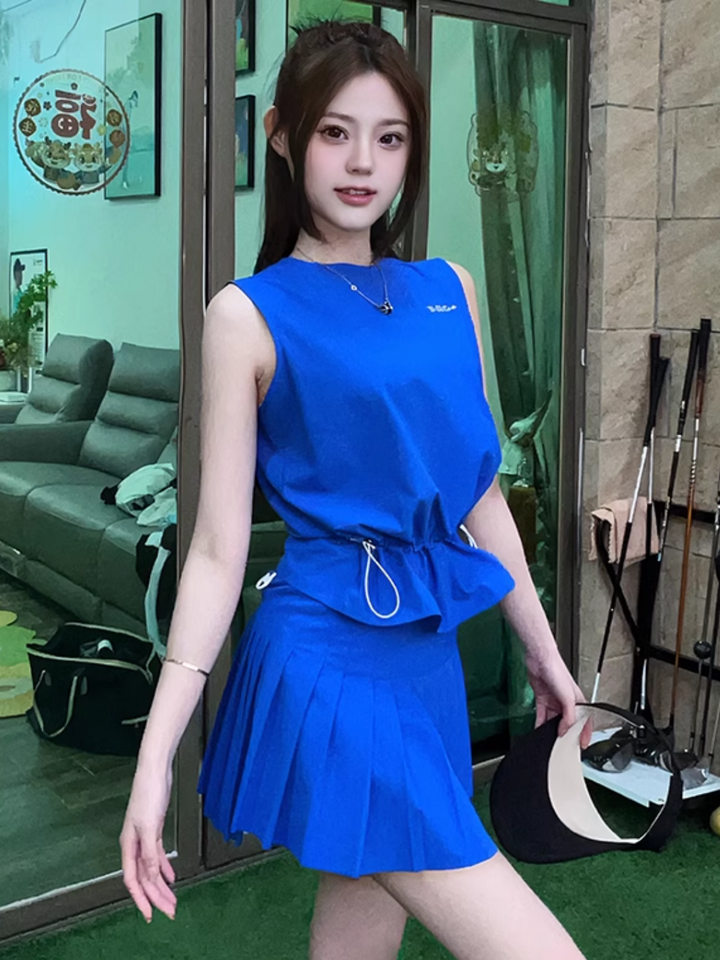 蓝色高尔夫百褶裙 CH637