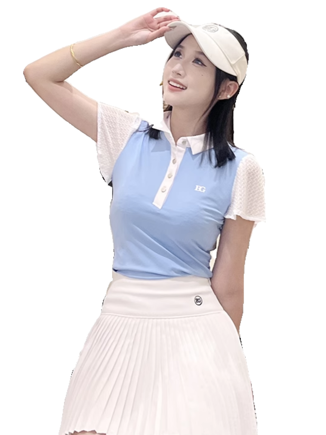 Polo de golf con mangas de encaje CH642