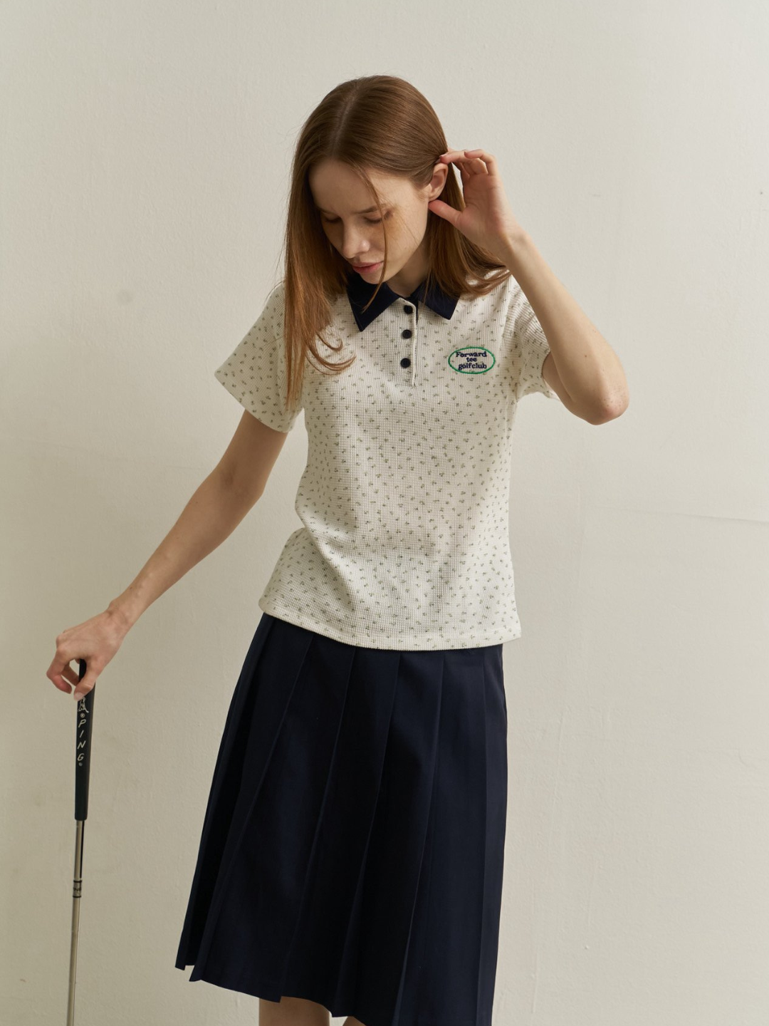 半袖花柄ゴルフポロシャツ CH658