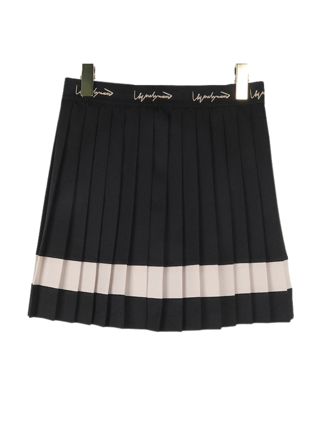 Lettering waist pleated line skirt CH315