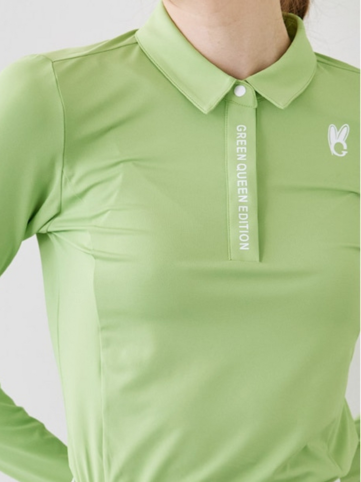 Front lettering long sleeve polo shirt CH311