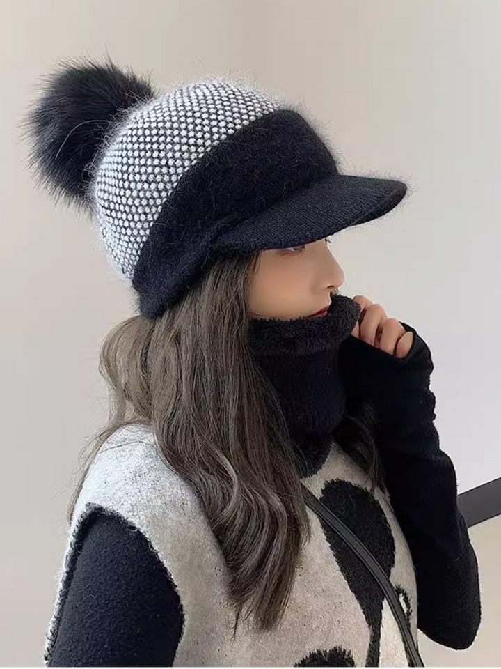 Knit hat neck warmer set ch049