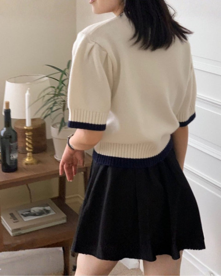 クラシックケーブル 半袖ニットトップス　CH1005 - Chamule