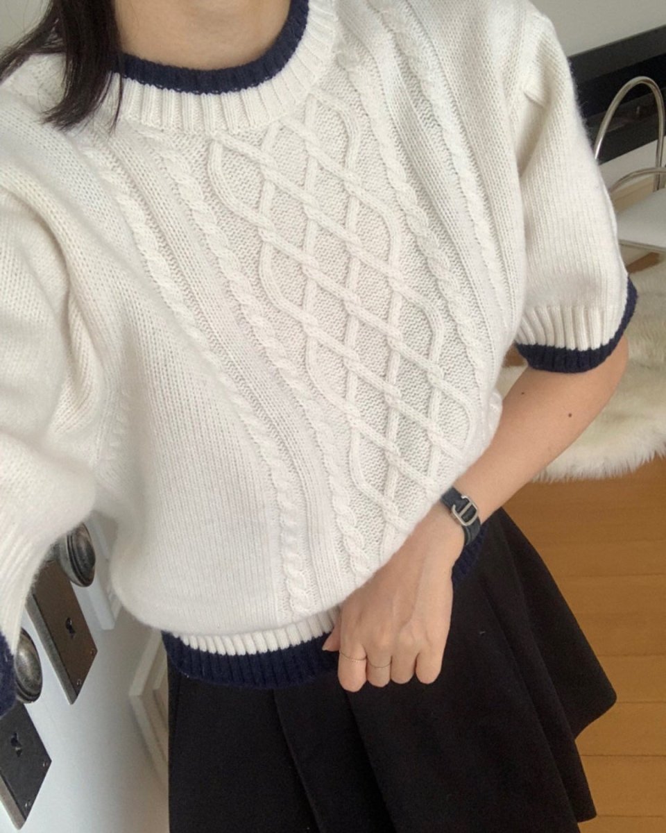 クラシックケーブル 半袖ニットトップス　CH1005 - Chamule