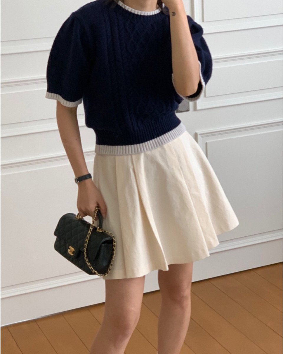 クラシックケーブル 半袖ニットトップス　CH1005 - Chamule