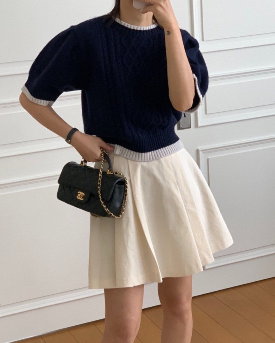 クラシックケーブル 半袖ニットトップス　CH1005 - Chamule