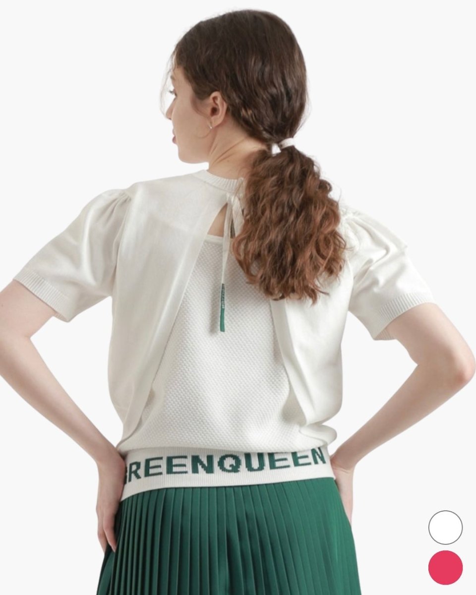 バックリボン 半袖ニットトップス　CH1014 - Chamule