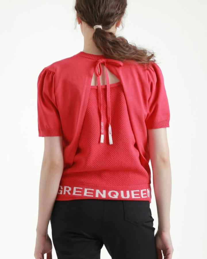 バックリボン 半袖ニットトップス　CH1014 - Chamule