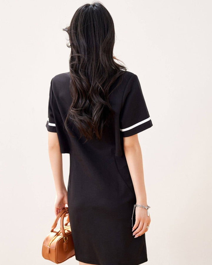 ラインデザイン ジップポロワンピース　 CH1015 - Chamule