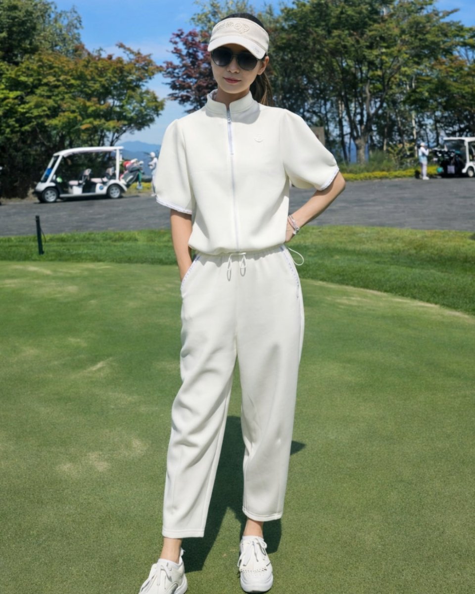 ハーフスリーブ ジップニットトップス　CH1024 - Chamule