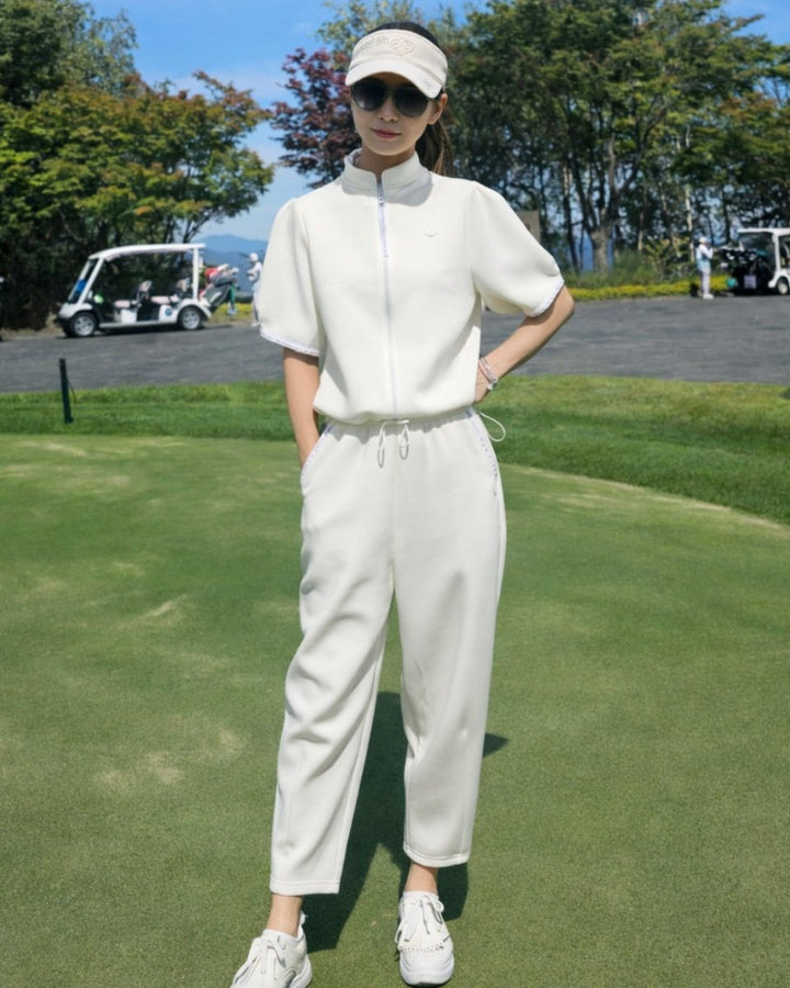 ハーフスリーブ ジップニットトップス　CH1024 - Chamule