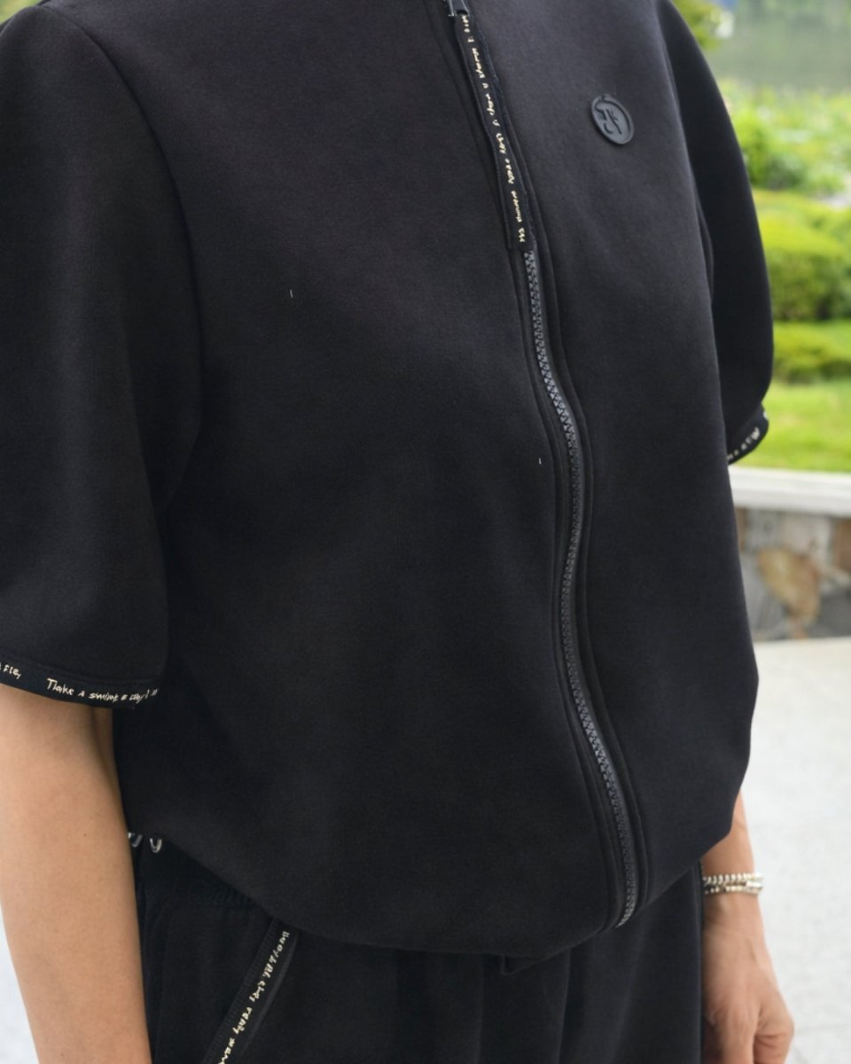 ハーフスリーブ ジップニットトップス　CH1024 - Chamule